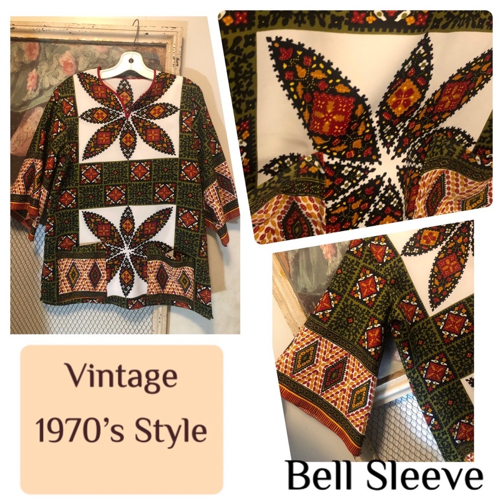Vintage 1970βs Bell Sleeve Top